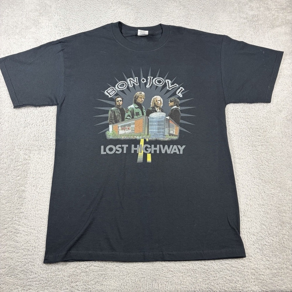 VINTAGE Bon Jovi Lost Highway Tour Shirt Band Tee Mens Medium Double Sided